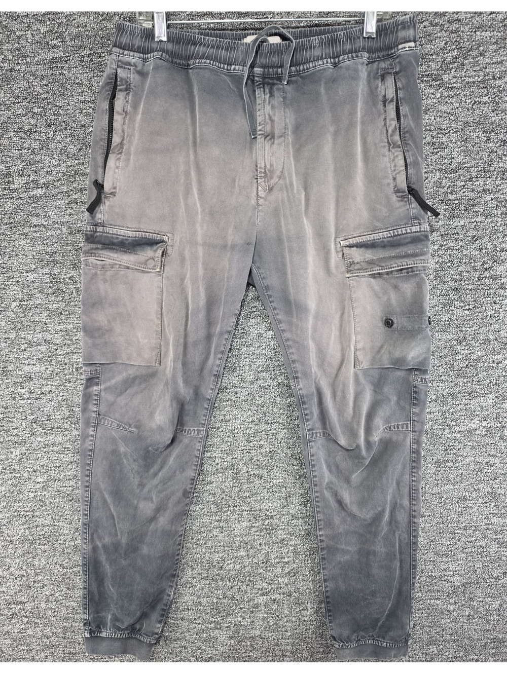 Stone Island Men's Flat Front Gray Cargo Jogger Pants Twill Cotton 31W